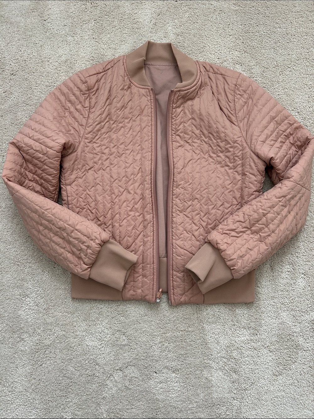lululemon athletica Reversible Quilted Non Stop Bomber Jacket - Dusty Rose Taupe